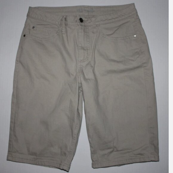 Tan Lee Burmuda Jeans Shorts 8 Average Front Zip Cotton Blend High Waist - Picture 1 of 2